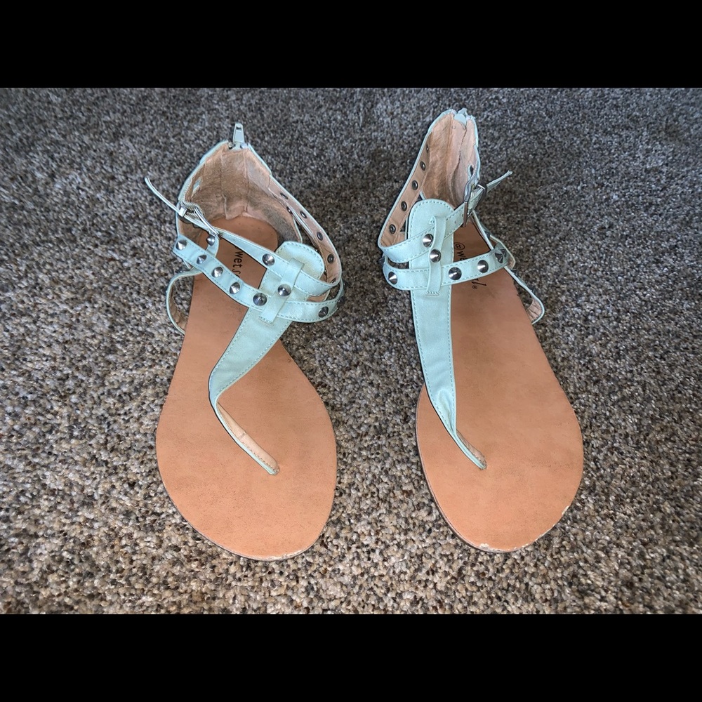 Spiked Teal Sandals